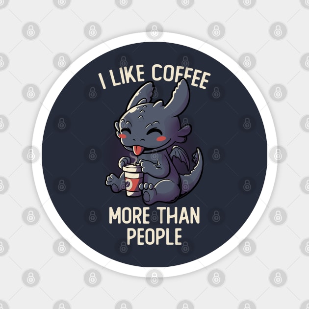 I Like Coffee More Than People Funny Cute Gift Magnet by eduely